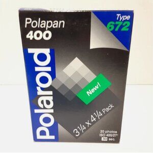 Polaroid Polapan 400 Type 672 B&W Instant Pack Film EXPIRED 1998 Sealed Box